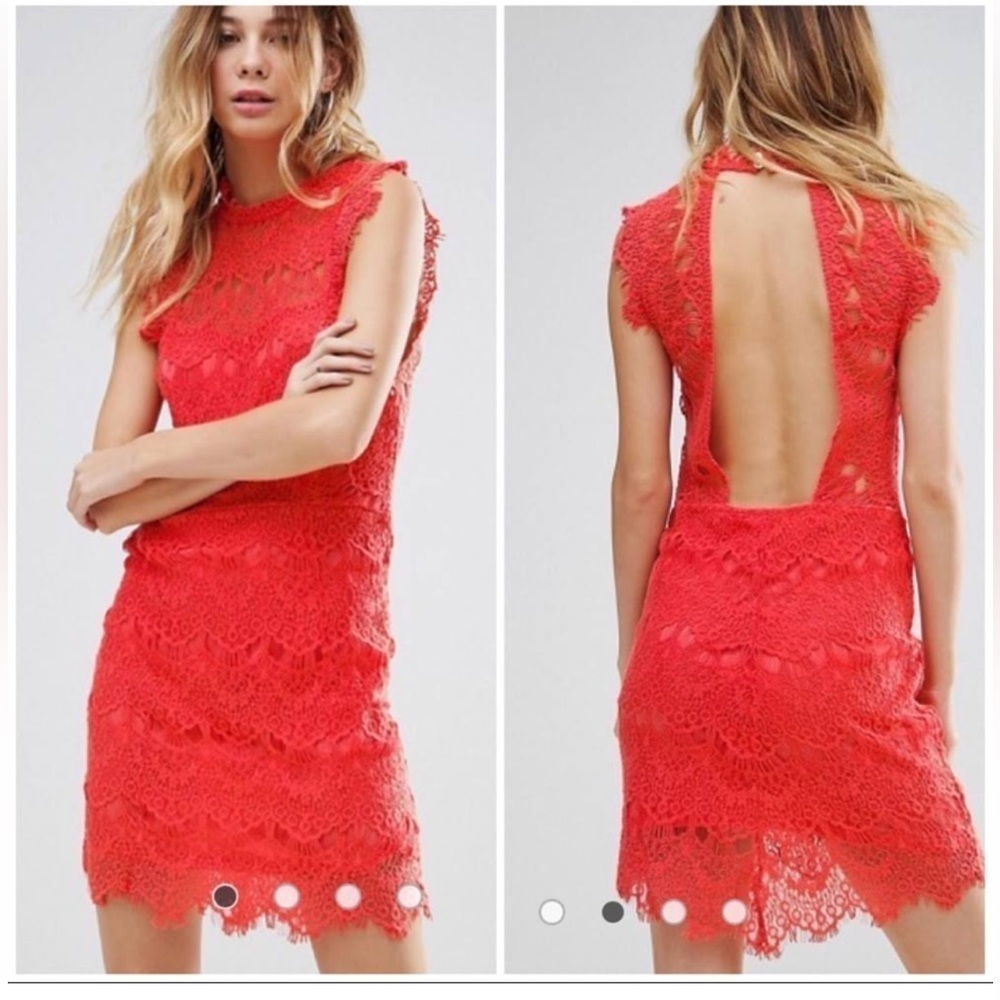 NWT Free People Daydream Coral lace dress size M